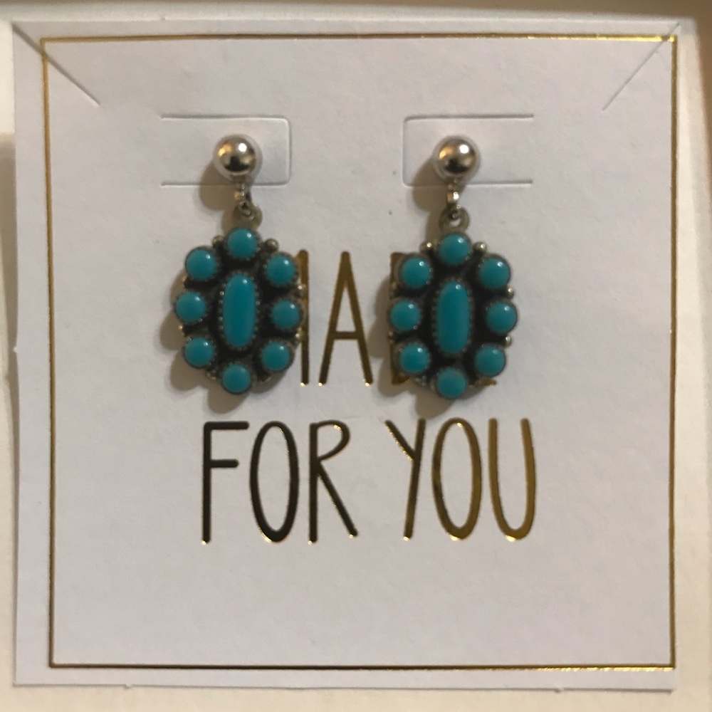 Vintage Zuni Turquoise & Sterling Earrings
